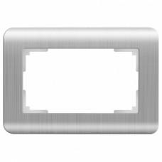 Рамка для двойной розетки Werkel Серебряный рифленый WL12-Frame-01-DBL