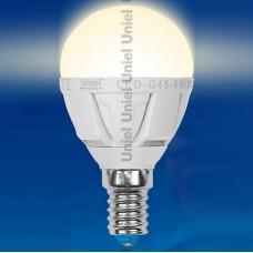 Лампа светодиодная Uniel Optima E14 6Вт 3000K LED-G45-6W/WW/E14/FR/O