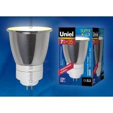 Лампа компактная люминесцентная Uniel GU5.3 7Вт 2800K 00595