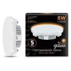 Лампа светодиодная Gauss LED GX53 GX53 8Вт 3000K 108008108