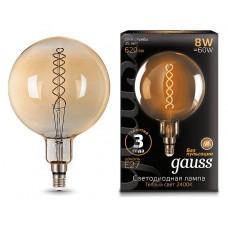 Лампа светодиодная Gauss LED Vintage Filament Flexible E27 8Вт 2400K 154802008