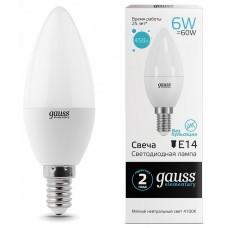Лампа светодиодная Gauss E14 6Вт 4100K 33126