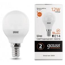 Лампа светодиодная Gauss LED Elementary E14 12Вт 3000K 53112