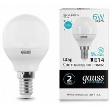 Лампа светодиодная Gauss LED Elementary Globe E14 6Вт 4100K 53126