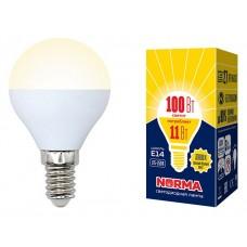 Лампа светодиодная Volpe E14 11Вт 3000K LED-G45-11W/WW/E14/FR/NR картон