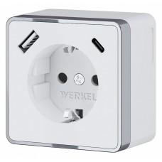 Розетка с заземлением и с шторками и USB Werkel Gallant (белая) W5071701